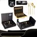 Premium 24-Piece Stainless Steel Cutlery Set Knife Fork Spoon Tableware Elegant Dining Utensil Gift Box Home_maomaolike.com