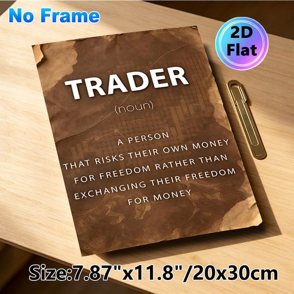 Trader Definition Painting Poster, Vintage Distressed Typographic Poster, Inspirational Finance-themed Decor Ideal For Home Office Or Trading_maomaolike.com