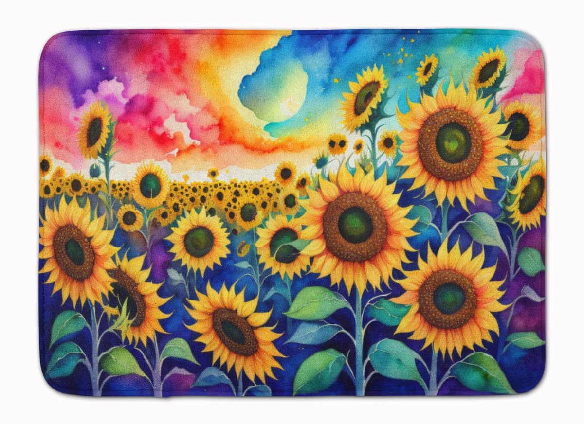 Sunflowers In Color Memory Foam Kitchen Mat Machine Washable Anti-Fatigue Mat Cushion Comfort Bath Mat Or Kitchen Rug_maomaolike.com