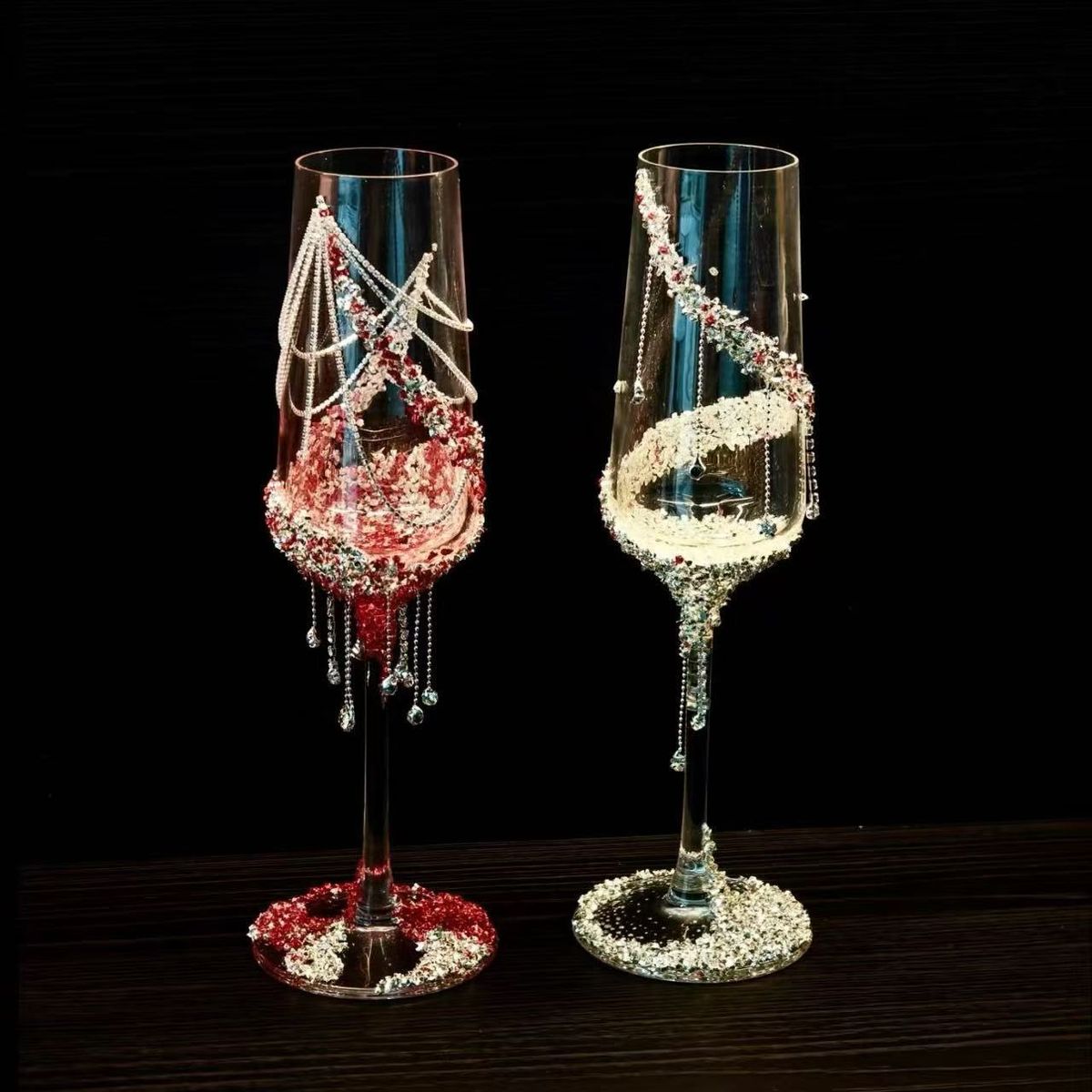 Elegant Champagne Glass With Eternal Flower Butterfly Decoration, DIY Kit For Toasting Glasses, Wedding And Engagement_maomaolike.com