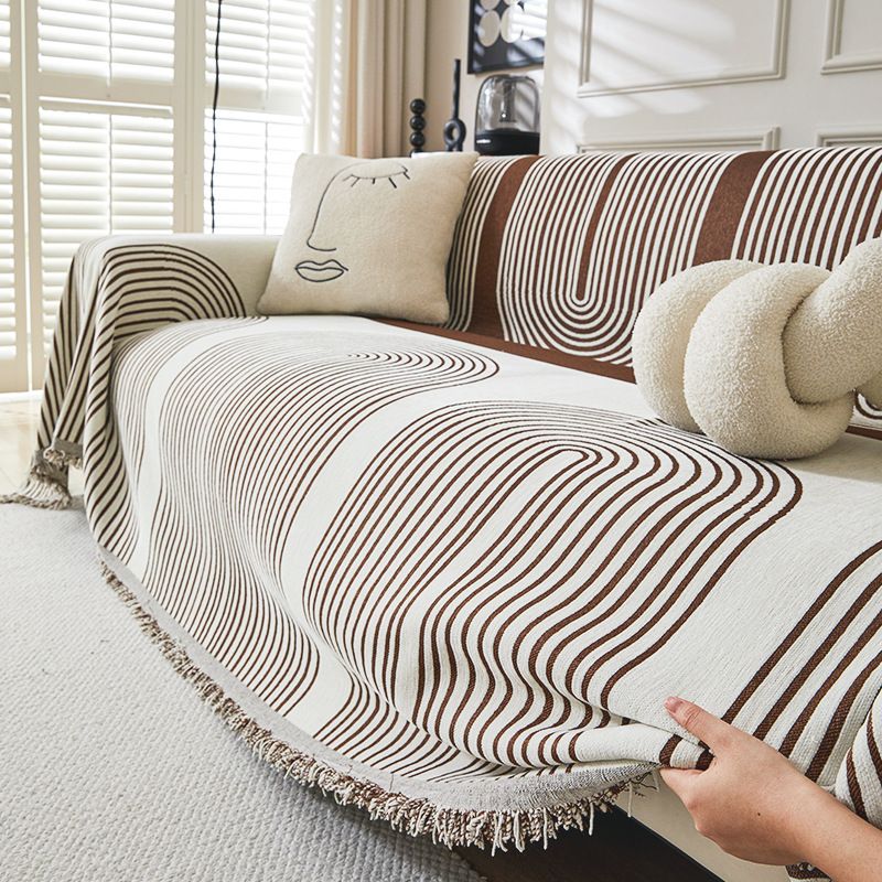 Soft Chenille Geometric Pattern Throw For 3-Seater Couch, Modern Striped Design, Multiple Sizes & Colors Cover Sofa_maomaolike.com