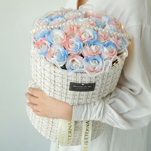 Unisex Bouquet Crushed Ice Blue Rose Soap Flower Bouquet Valentine's Day Christmas Gift Graduation Season_maomaolike.com