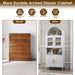 73 In Tall Metal Arched Cabinet, Kitchen Pantry Cabinet With Glass Door, Modern Farmhouse Arched Bookcase With 2 Adjustable Shelves For Living Room, White, Assembly Required_maomaolike.com
