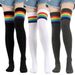 Unisex Over-the-knee cotton stockings stockings for women preppy rainbow striped stockings colorful tall socks for women JK socks_maomaolike.com
