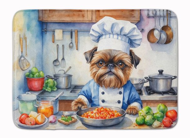 Brussels Griffon The Chef Memory Foam Kitchen Mat Machine Washable Anti-Fatigue Mat Cushion Comfort Bath Mat Or Kitchen Rug_maomaolike.com