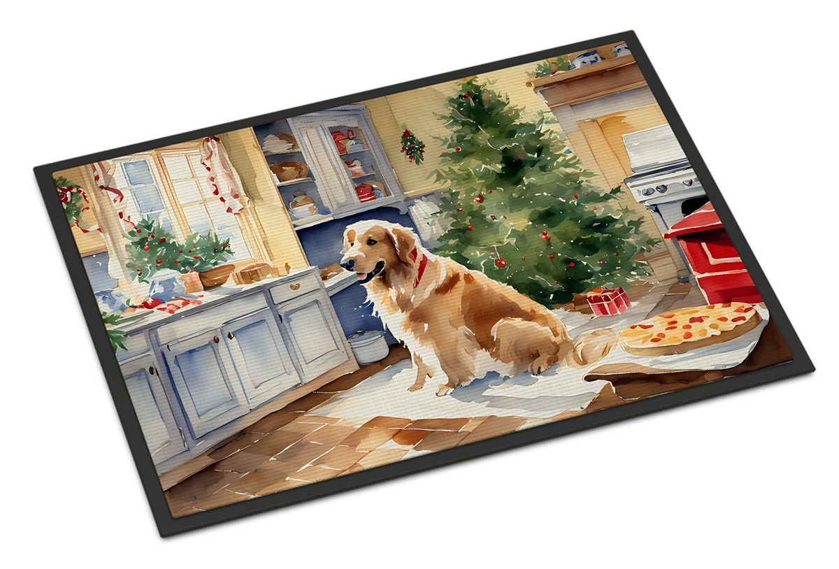 Golden Retriever Christmas Cookies Doormat Front Door Mat Indoor Outdoor Rugs For Entryway, Non Slip Washable Low Pile, 24H X 36W_maomaolike.com
