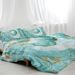 Chic Girly Marble Cover Mint Gold Glitter Turquoise Bedding Comforter Set Abstract Aqua Teel Blue Duvet Cover(Single)_maomaolike.com