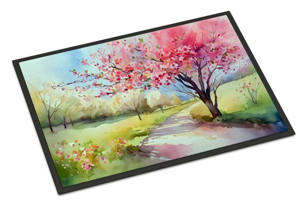 Michigan Blossoms In Watercolor Doormat Front Door Mat Indoor Outdoor Rugs For Entryway, Non Slip Washable Low Pile, 24H X 36W_maomaolike.com