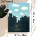 Village Landscape Painting Poster, Serene Retro Village Scene With Glowing Lamp Poster, Tranquil Calming Decor Ideal For Living Room, Bedroom And_maomaolike.com