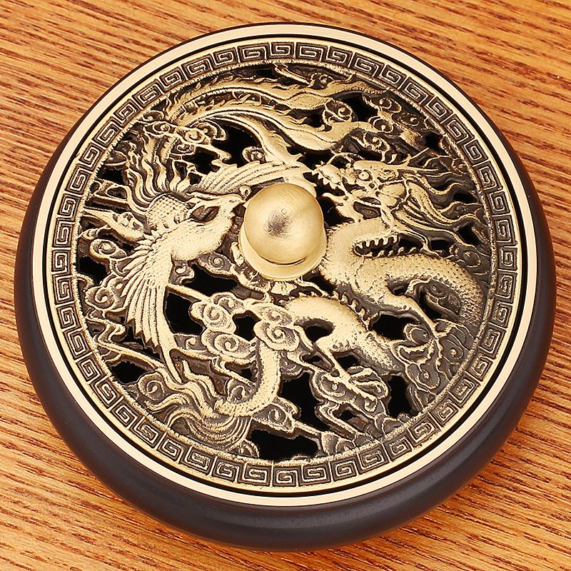 Brass Mandarin Duck Playing In Water Dragon And Phoenix Three-Legged Indoor Antique Tea Ceremony Sandalwood Incense Burner Metal C_maomaolike.com