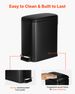 Slim Bathroom Trash Can, 11.4 X 5.71 X 10.7 Inch Small Bedroom Trashcan With Step Pedal & Soft Close Lid, 6L Steel Garbage Can With Detachable Inner Bin, For Kitchen, Home, Dorm, Office, Black_maomaolike.com