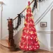 6FT Red Pop-Up Christmas Tree With 150 Warm White LED Lights, Ornaments Included – 4 Ribbons, Bow, Flowers, Snowflakes, Pine Cones & Balls – Easy Assembly & Space-Saving Holiday Décor_maomaolike.com