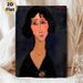Bob-haired Woman Portrait Painting Poster, Expressionist Style Soft-toned Portrait With Rose Detail Poster, Timeless Artistic Decor Ideal For Living_maomaolike.com
