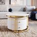 Modern 2 Pieces White Round Nesting Coffee Table With Drawers In 27.6''_maomaolike.com