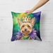 Silky Terrier King Of Mardi Gras Throw Pillow Machine Washable, Indoor Outdoor Decorative Pillow For Couch, Bed Or Patio, 18Hx18W_maomaolike.com