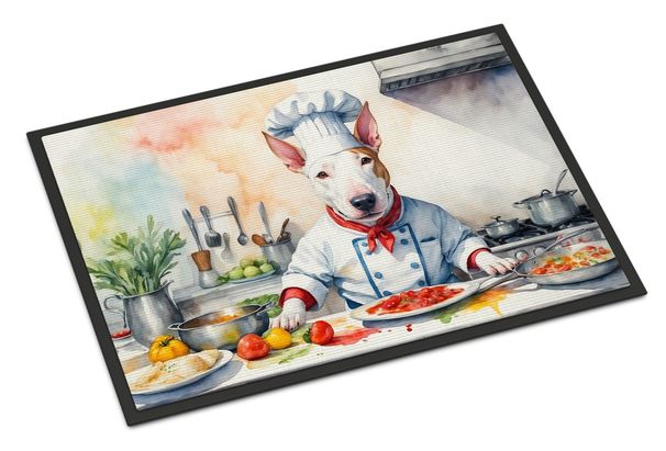 Bull Terrier The Chef Doormat Front Door Mat Indoor Outdoor Rugs For Entryway, Non Slip Washable Low Pile, 24H X 36W_maomaolike.com