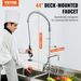 VEVOR Commercial Faucet With Pre-Rinse Sprayer, 44" Height, 8" Center, 12" Swing Spout, Deck Mount Kitchen Sink Faucet, Brass Constructed Device With Pull Down Spray, For 1/2/3 Compartment Sink_maomaolike.com