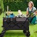 Multi-Functional Push-Pull Folding Wagon Cart With Rotating Handle & 360° All-Terrain Wheels – Heavy-Duty, Adjustable Design, Large Capacity For Transport, Groceries, And Outdoor Use, Black- Gray_maomaolike.com