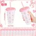 2/20pcs 24oz Reusable Party Cups With Straw & Lid Cute Bow Plastic Tumblers For Cold Drinks Home Office Outdoor Use_maomaolike.com