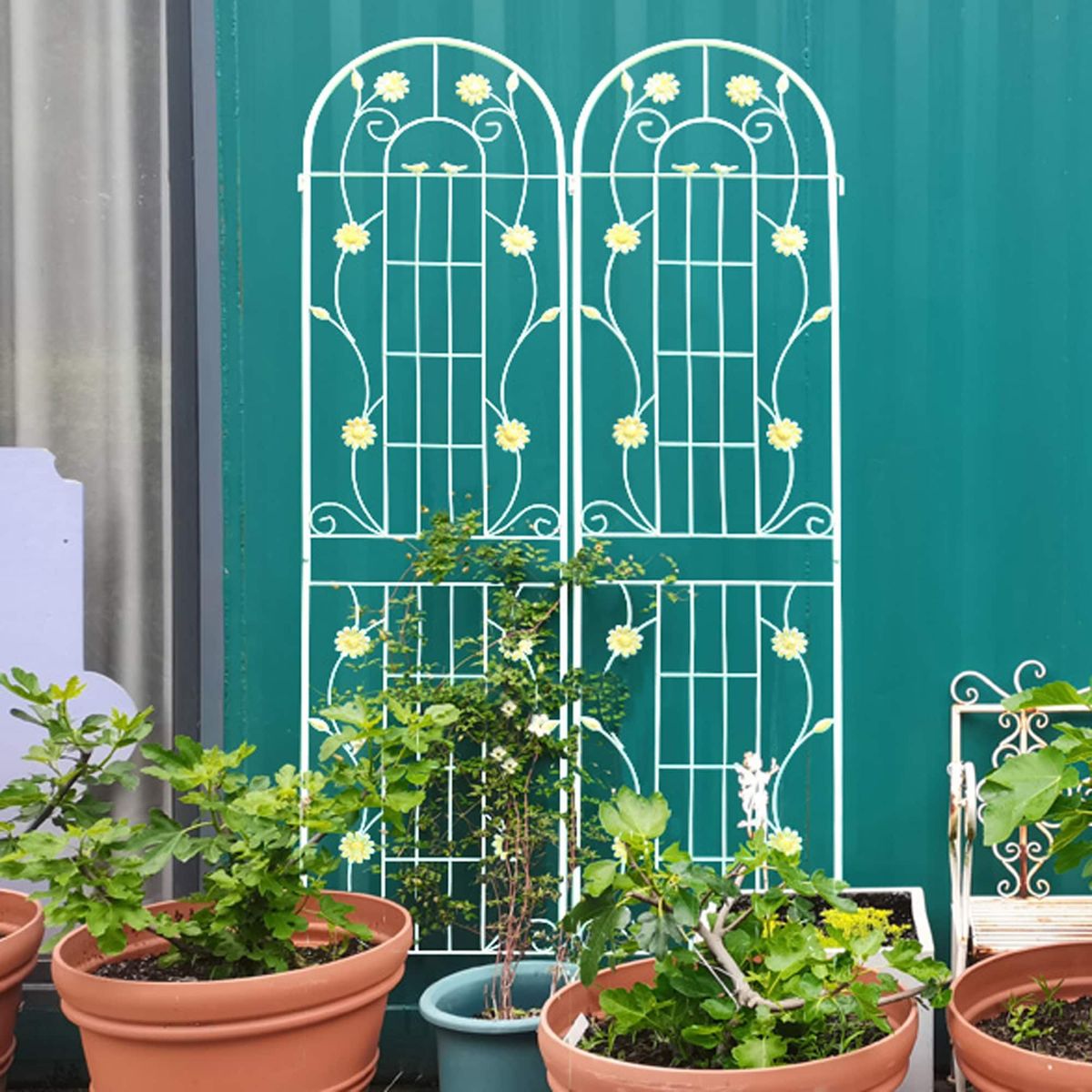 4 Pack Metal Garden Trellis 86.7" X 19.7" Rustproof Trellis For Climbing Plants Outdoor Flower Support Cream White_maomaolike.com