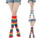 Unisex Colorful striped knee-high socks Women's cotton socks Men's mid-tube socks Holiday party rainbow calf socks_maomaolike.com