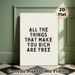 Inspirational Quote Painting Poster, Minimalist Typographic Poster, Uplifting "All The Things That Make You Rich Are Free" Message, Ideal For Living_maomaolike.com