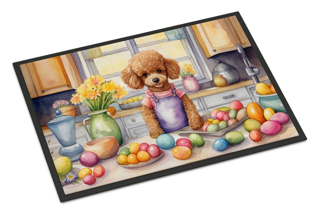Decorating Easter Poodle Doormat Front Door Mat Indoor Outdoor Rugs For Entryway, Non Slip Washable Low Pile, 24H X 36W_maomaolike.com