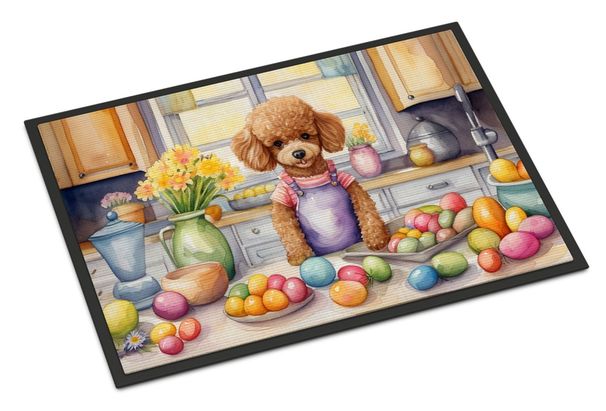 Decorating Easter Poodle Doormat Front Door Mat Indoor Outdoor Rugs For Entryway, Non Slip Washable Low Pile, 24H X 36W_maomaolike.com