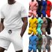 Men's Clothing short sleeve sports casual patchwork round neck fitness suit men's t-shirt_maomaolike.com