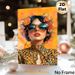 Floral Fashion Lady Painting Poster, Vibrant Artistic Portrait Poster, Eye-catching Chic Decor Featuring Lady With Floral Crown & Sunglasses, Ideal_maomaolike.com