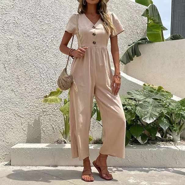 Women's casual commuting nine-point pants summer wide-leg jumpsuit women_maomaolike.com