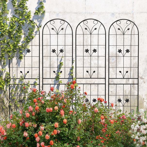4 Pack Metal Garden Trellis 86.7" X 19.7" Rustproof Trellis For Climbing Plants Outdoor Flower Support Black_maomaolike.com