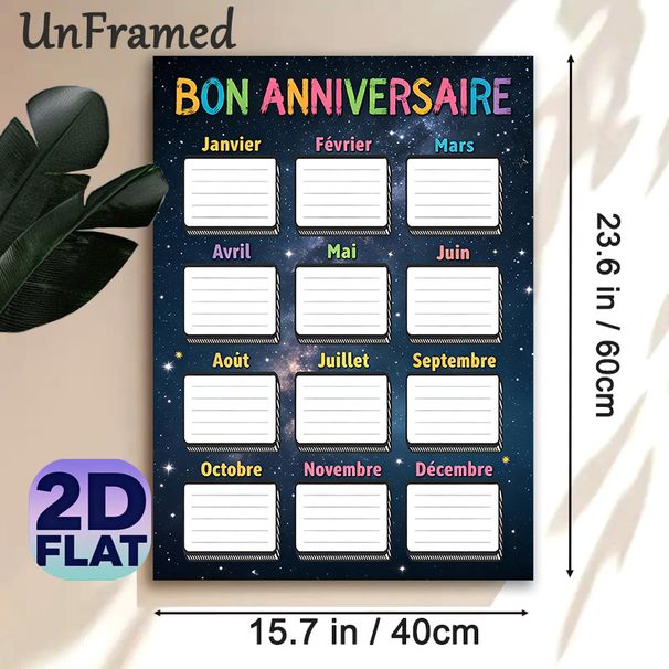 Birthday Tracker Painting Poster, Vibrant Starry-Themed Poster, Practical Design To Record Monthly Birthdays, Ideal For Office Or Community Spaces_maomaolike.com