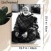 Elderly Man Themed Painting Poster, Monochrome Portrait Of Smiling Elderly Man With Prayer Beads Poster, Peaceful Nostalgic Decor Ideal For Living_maomaolike.com