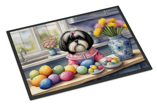 Decorating Easter Shih Tzu Doormat Front Door Mat Indoor Outdoor Rugs For Entryway, Non Slip Washable Low Pile, 24H X 36W_maomaolike.com