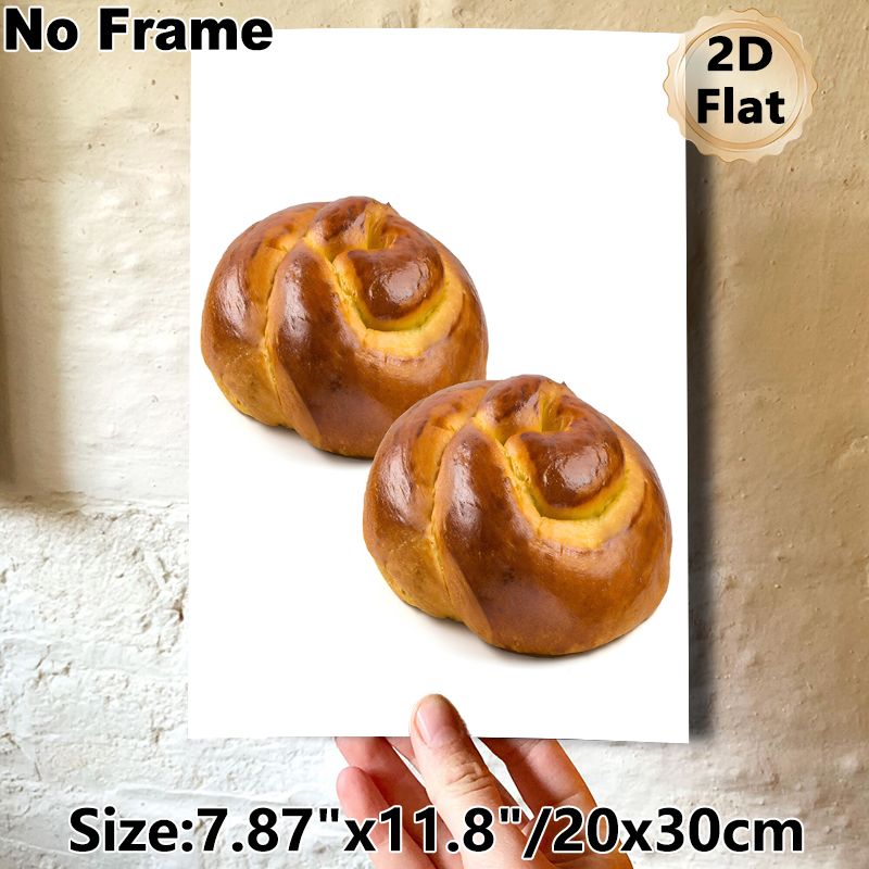 Braided Bread Painting Poster, Glossy Warm-toned Realistic Food Poster, Appetizing Culinary Decor Ideal For Kitchen And Dining Room_maomaolike.com