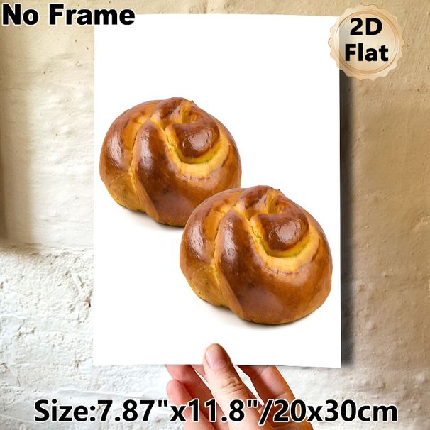 Braided Bread Painting Poster, Glossy Warm-toned Realistic Food Poster, Appetizing Culinary Decor Ideal For Kitchen And Dining Room_maomaolike.com