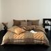 Geometric Leopard Print Plaid All-cotton Crinkled Gauze Bedding Four-piece Set, Available In Bed And Fitted Sheet_maomaolike.com