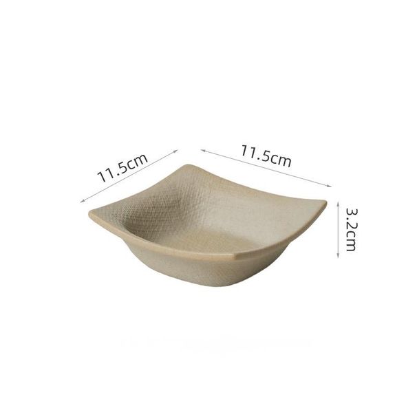 Unglazed Earthenware Square Retro Ceramic Serving Western Soup Salad Bowl Plate Cold Snack Dipping Sauce Dish_maomaolike.com