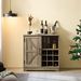 Farmhouse Coffee Bar Cabinet Bar Cabinet With Wine Rack Barn Door Buffet Sideboard Cabinet With Drawer, Adjustable Storage Shelves, Living Room, Dining Room_maomaolike.com