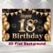 18th Birthday Party Backdrop - 2D Flat Polyester Banner With Golden Black Balloons, Confetti, Photo Booth Props, Party Decor_maomaolike.com