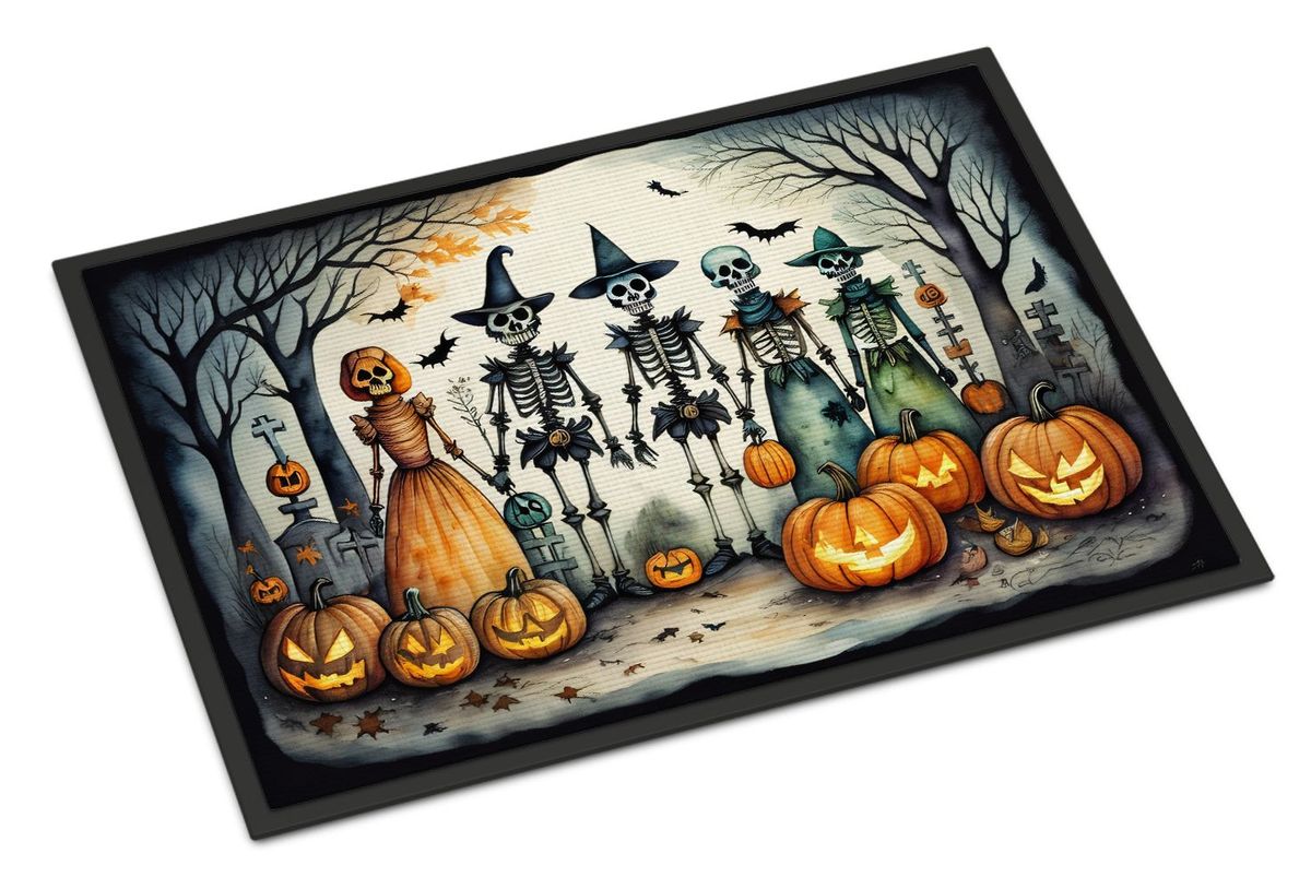 Calacas Skeletons Spooky Halloween Doormat Front Door Mat Indoor Outdoor Rugs For Entryway, Non Slip Washable Low Pile, 24H X 36W_maomaolike.com