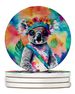 Hippie Animal Koala Large Sandstone Coasters Pack Of 4 Absorbent Round Coasters Decor Gifts For Men Or Women, 4 In, Multicolor_maomaolike.com