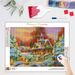 PhotoCustom Round Diamond Painting Houses Landscape Of Snowy Village Diamond Embroidery Home Decoration Artwork_maomaolike.com