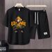 Men's Clothing 2024 Waffle Casual Summer Suit Men's Loose Teen Short sleeved T shirt Shorts Handsome Two piece Suit_maomaolike.com