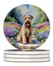 Wheaten Terrier Spring Path Large Sandstone Coasters Pack Of 4 Absorbent Round Coasters Decor Gifts For Men Or Women, 4 In, Multicolor_maomaolike.com