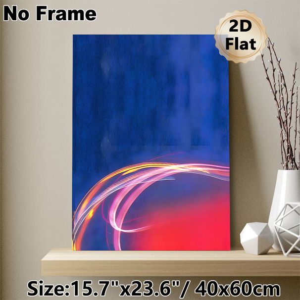 Abstract Light Streak Painting Poster, Vibrant Blue-Red Gradient With Glowing Curved Lines Poster, Stylish Modern Decor For Living Room, Office_maomaolike.com