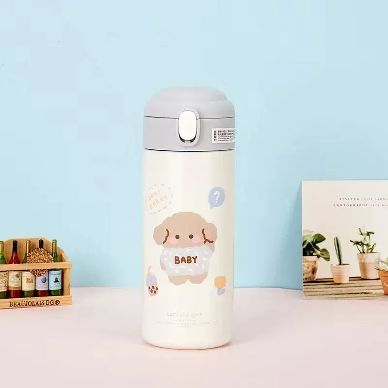 380ML Thermos Vacuum Flask Cute Cartoon 304 Stainless Steel Thermal Water Bottle Insulated Straw Cups Tumbler Drinkware_maomaolike.com
