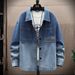 2024 vintage washed spring and autumn new jacket made of old men's denim jacket, loose and trendy versatile shirt top jacket_maomaolike.com