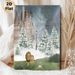 Winter Castle & Lion Themed Painting Poster, Soft Watercolor Fantasy Scene Poster, Whimsical Snowy Castle With Lion, Street Lamp And Open Book Design_maomaolike.com